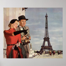 Tourists Travelling Paris Sightseeing Eiffel Tower Poster