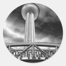 Tower of the Americas in Chrome Round Sticker