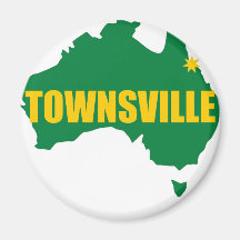 Townsville Green and Gold Map Fridge Magnet