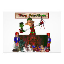 Toy Auction Elf Design Christmas Holiday Personalized Invite