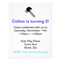 Toy Hammer Kids Birthday Party Invitation