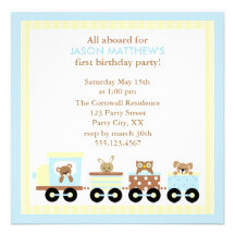 Toy Train Kids Birthday Party Invitations