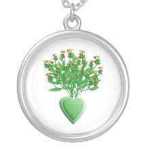 Tractor Bouquet with Green Heart Vase Necklace