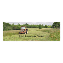 Tractor cutting hay agricultural business card