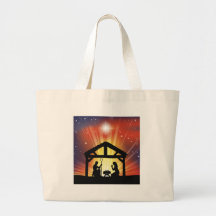 Traditional Christian Christmas Nativity Scene Canvas Bag