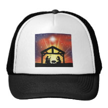 Traditional Christian Christmas Nativity Scene Mesh Hat