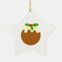 Traditional Christmas Pudding. On White. Christmas Ornament