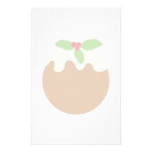 Traditional Christmas Pudding. On White. Custom Stationery