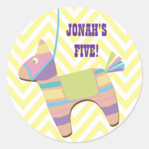 Traditional Donkey Fiesta Pinata Kids Birthday Round Stickers