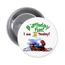 Train 3rd Birthday Tshirts and Gifts Button