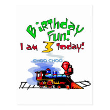 Train 3rd Birthday Tshirts and Gifts Postcard