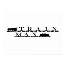 Train man model railroading post card