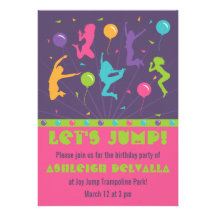 Trampoline Birthday Party Invitations for Girls