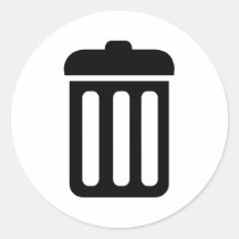 Trash bin symbol round sticker