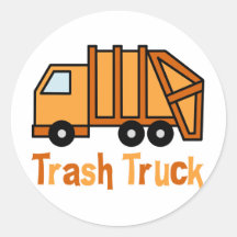 Trash Truck Round Sticker