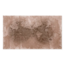 Travel Business Card Antique World Map Globe beige