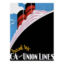Travel by CA and Union Lines Post Cards