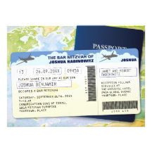 Travel Documents Bar or Bat Mitzvah Custom Invite