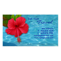Travel Pool Red Hibiscus Business Card