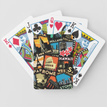 Travel posters retro vintage europe asia usa bicycle poker deck