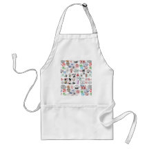 Travel Stamps Pattern Aprons