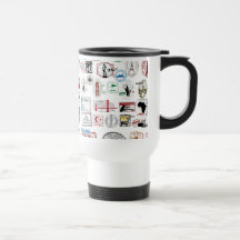 Travel Stamps Pattern Coffee Mugs