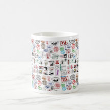 Travel Stamps Pattern Mug