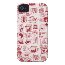 Travel Stamps Pattern Phone Case Case-Mate iPhone 4 Cases