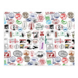 Travel Stamps Pattern Postcards