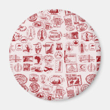 Travel Stamps Pattern Refrigerator Magnet