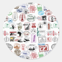 Travel Stamps Pattern Stickers