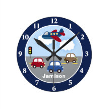Travel Time Transportation Theme Custom Wall Clock