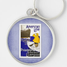 Travel Vintage Poster Ship Travel Keychain