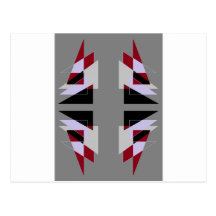 TRE 4 Triangles Abstract Grey Blue Red White Post Card