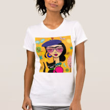 Tre Chic Girl With Cat Tshirt