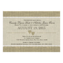 Treasured Hearts and Burlap Wedding Custom Invite