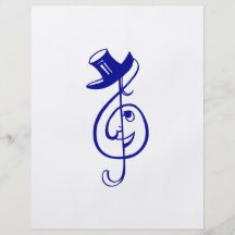 treble blue clef face top hat music design.png flyer