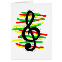 Treble Clef Graphic Black with Red Yellow Green Cards