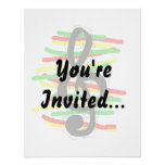 Treble Clef Graphic Black with Red Yellow Green Custom Invites