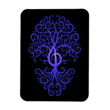 Treble Clef Tree, blue & black Magnet