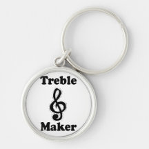 treble maker clef black funny music design key chain