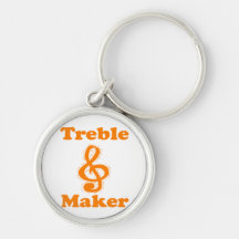 treble maker clef orange funny music design key chains