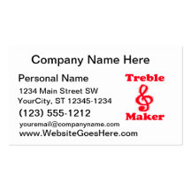 treble maker clef red music design business card