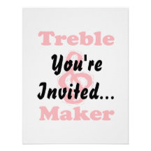 treble maker clef red music design invites