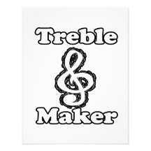 treble maker clef white blk outline music humour invitations