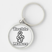 treble maker clef white blk outline music humour key chain