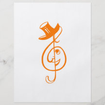 treble orange clef face top hat music design.png flyers
