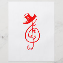 treble red clef face top hat music design.png