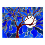 Tree and Moon on Canvas - Blue Postcards