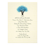 Tree and Text Design Wedding Blue Personalised Announcements